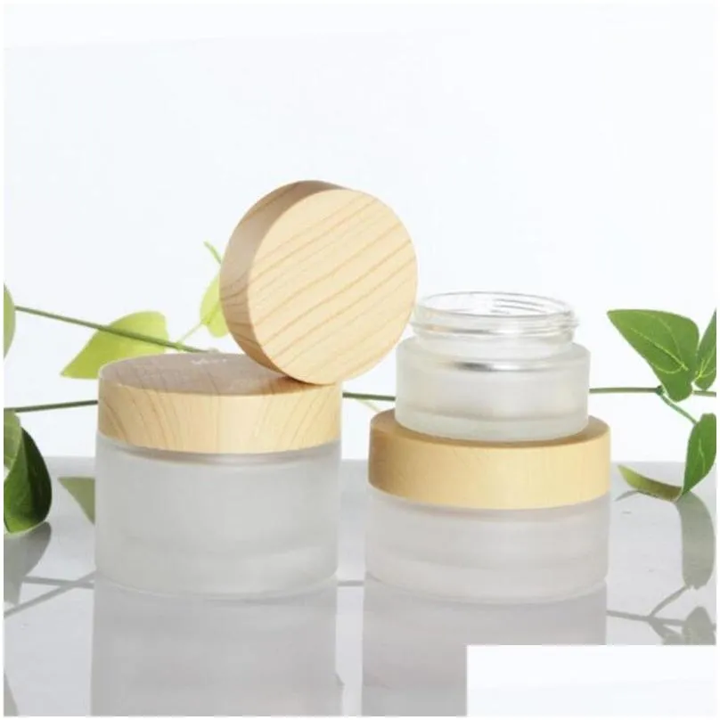 wholesale 30ml 40ml 60ml 80ml 100ml frosted glass cosmetic jar bottle face cream pot lotion spray pump bottles with plastic imitation bamboo