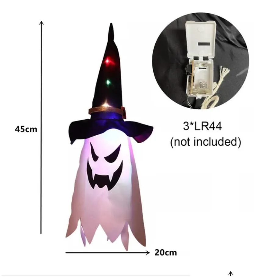 led halloween decoration party supplies flashing light gypsophila ghost festival dress up glowing wizard ghost hat lamp decor hanging