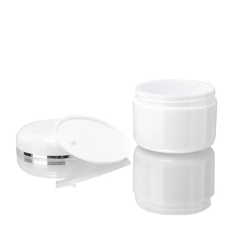 wholesale 20/30/50/100/150/200g white plastic bottle refillable container with lid empty cosmetic jars storage containers