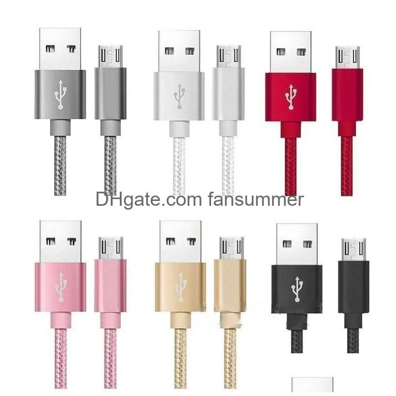 3ft 6ft 10ft metal premium nylon braided usb cables type c cable adapter data sync charging android phone thickness strong micro
