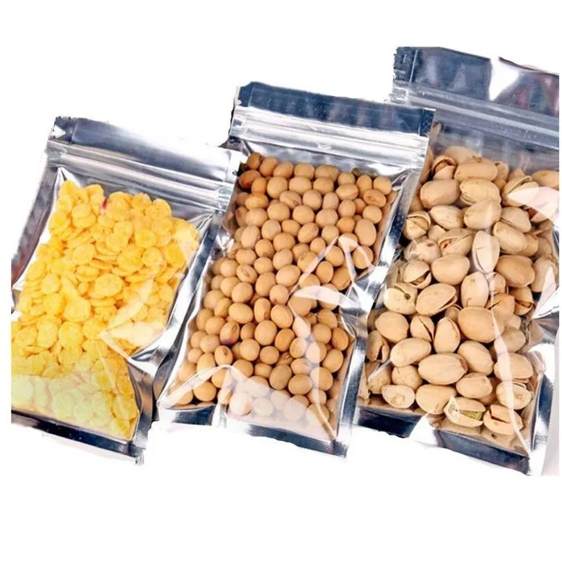 wholesale 100pcs a lot aluminum foil reclosable zipper bag plastic food storage bags smell proof pouch package