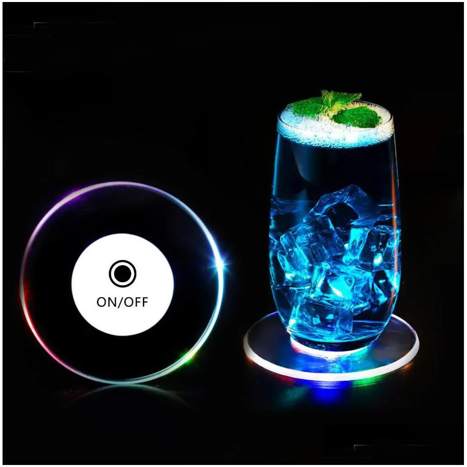 ultra-thin led coaster cup holder mug stand light bar mat table placemat party drink creative backlight pad bar home decor kitchen