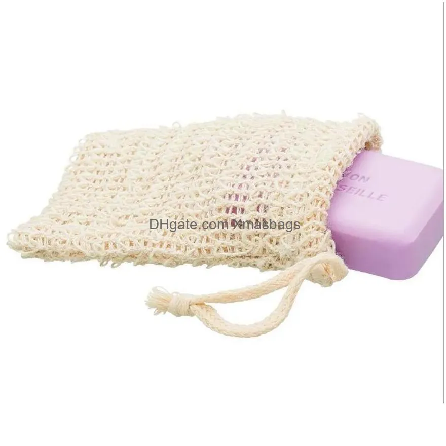 natural exfoliating mesh soap saver sisal soap saver bag pouch holder for shower bath foaming and drying dhs 