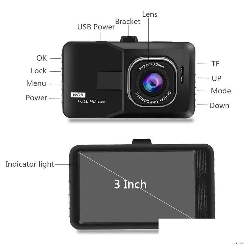 car dvr car dvrs real hd 1080p dash cam dvr video recorder cycle recording recorders night vision wide angle dashcam camera registrar drop