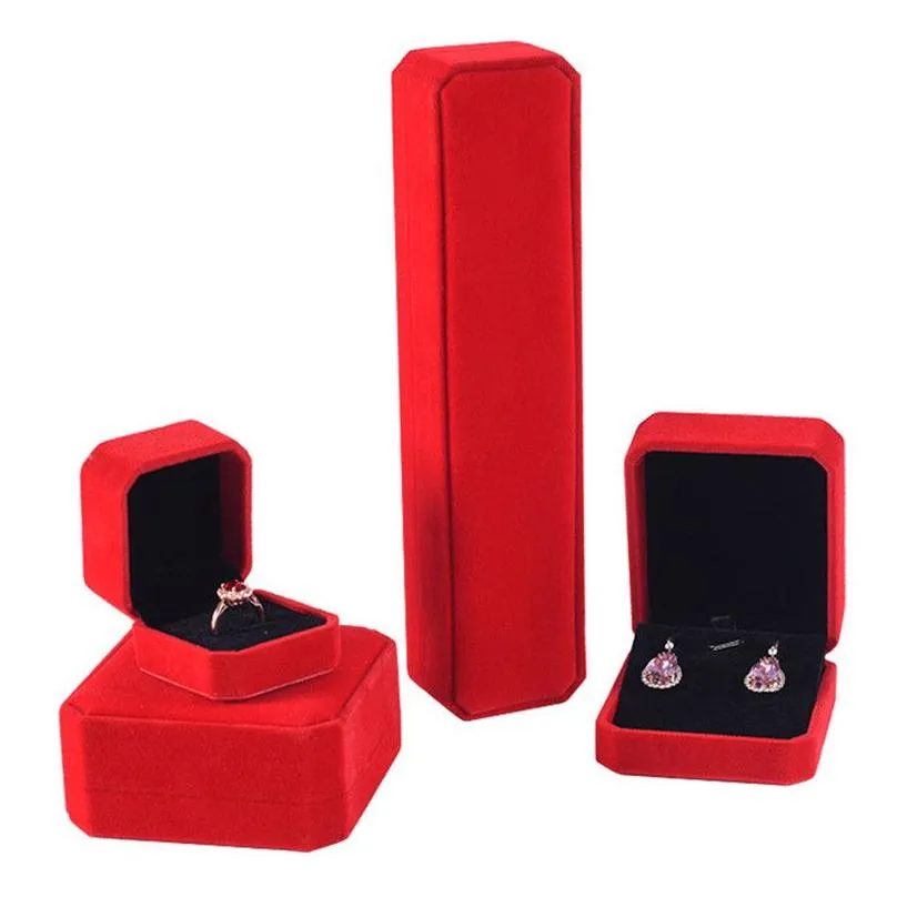 velvet jewelry box necklace ring earrings case bracelet pendant organizer holder gift packing boxes for proposal wedding