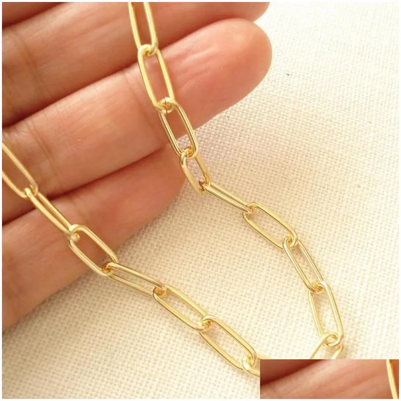 gold color paper clip lick chain choker necklace for women link chain wedding birthday jewelry 15 16 17 inches
