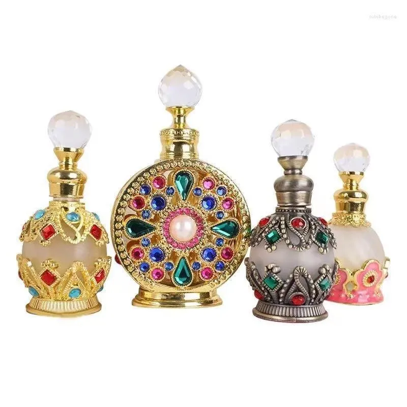 storage bottles 15ml dubai perfume bottle arabian style rhinestone empty refillable essence container home decor