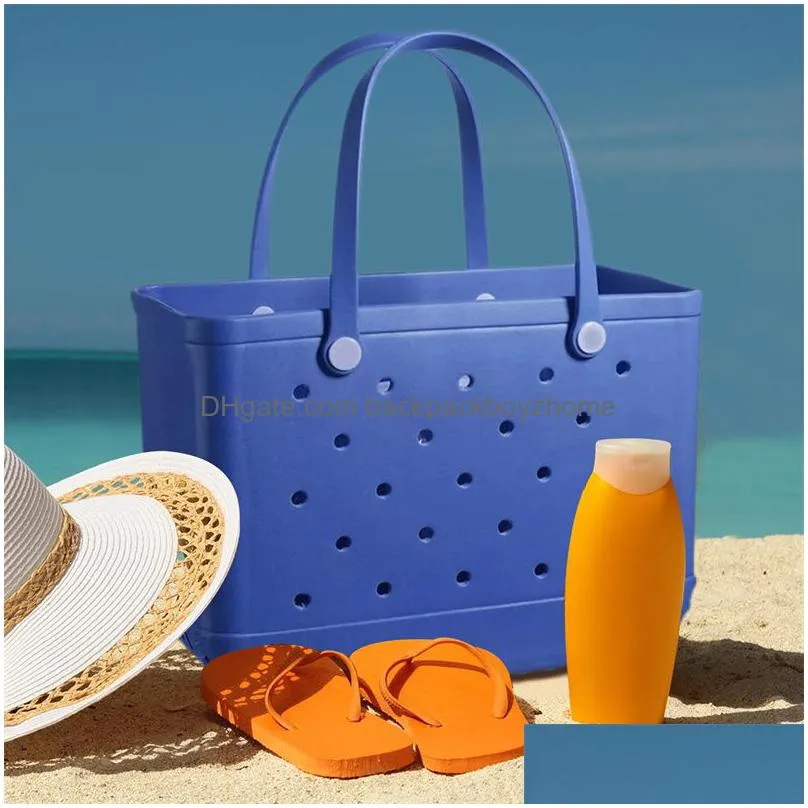 new rubber beach bags eva with hole waterproof sandproof durable open silicone tote bag for outdoor beach pool sports