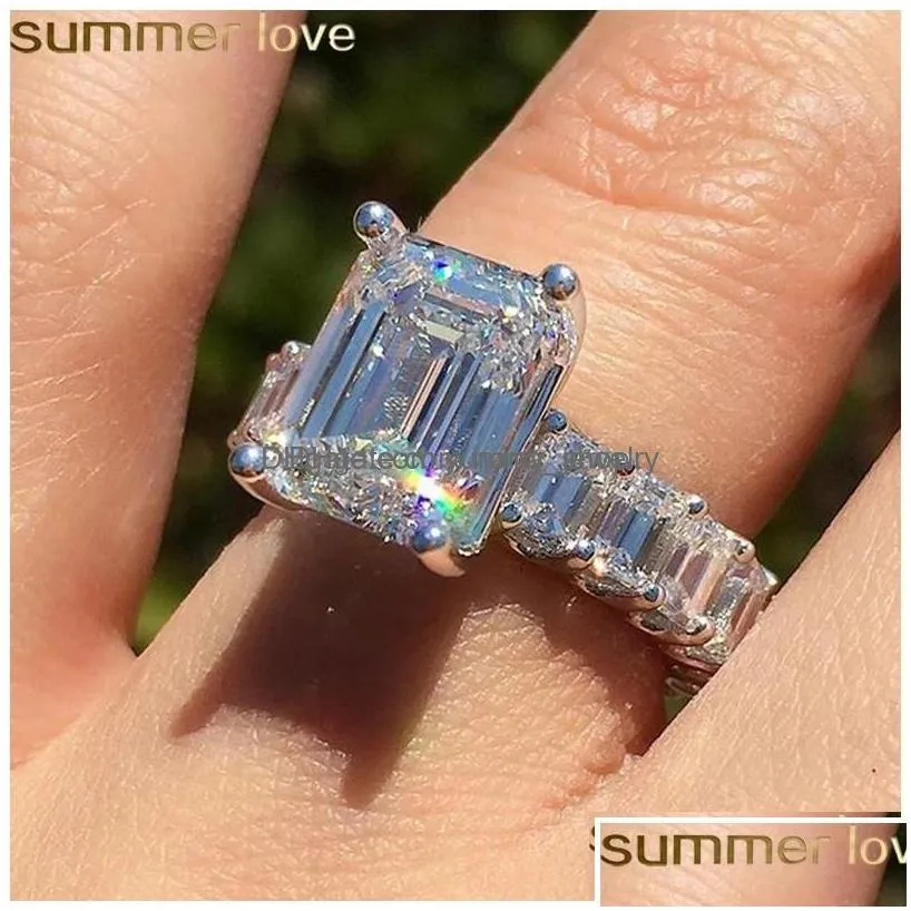 band rings fashion square zircon cz ring white cubic finger engagement fit 6 to 10 for women jewelry party gift drop delivery dhnhm