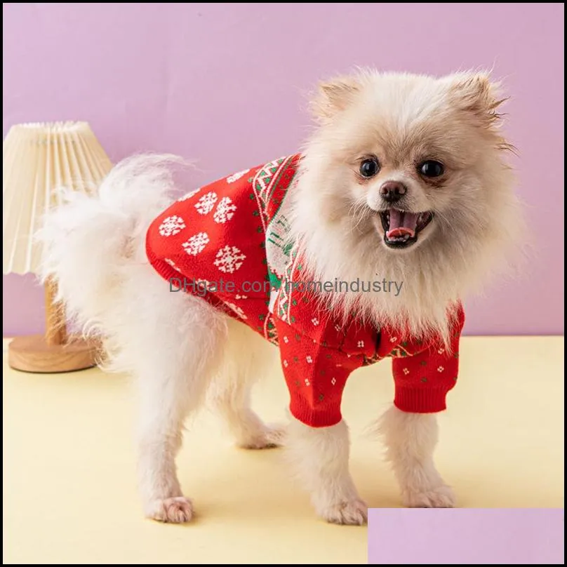 Winter Dog Apparel Pet Vintage Ugly Christmas Reindeer Holiday Festive Pullover Dog Sweater Classic jacquard pattern Pets Coats Puppy Clothes for Small Dogs