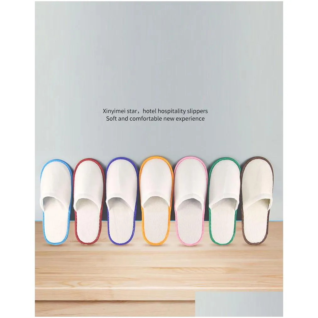 disposable slippers fleece hotel slipper anti-slip home guest shoes thicken travel white bath supplies soft delicate slippers rre15247