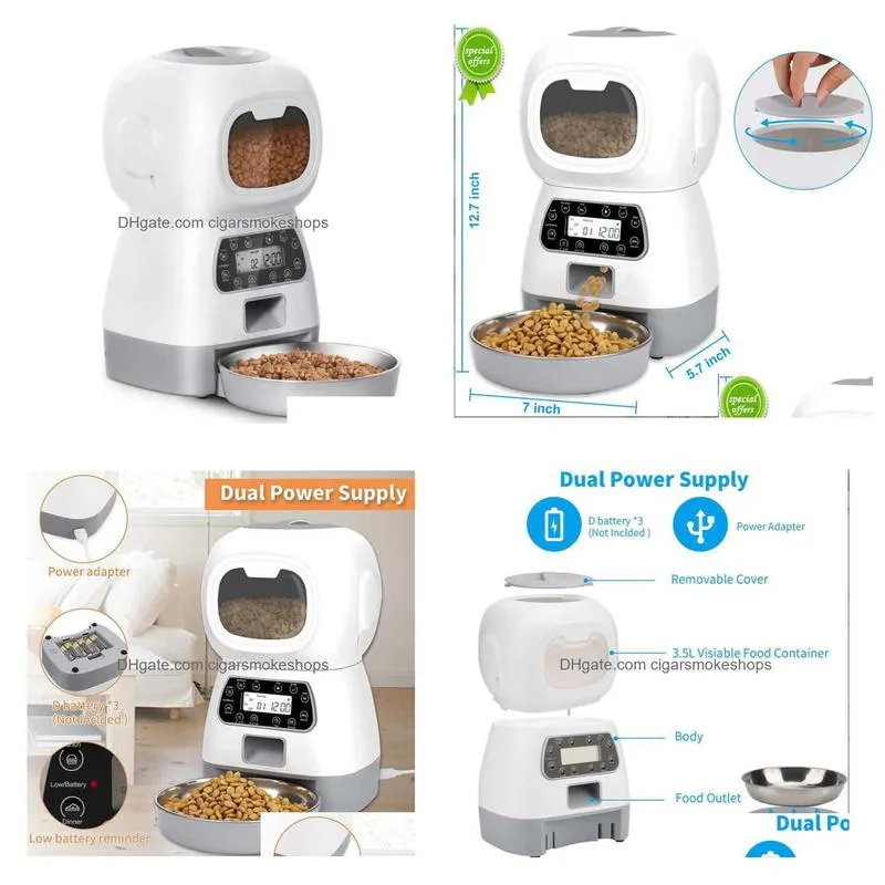 pet feeder smart fixed time amount of food pet dispenser for cat and dog travel supply automatic slow feeder dispenser