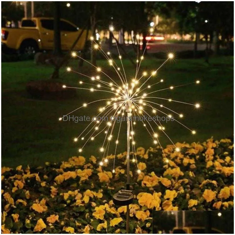 solar fireworks lamp 90/120/150 led firework light grass globe dandelion for garden lawn landscape holiday christmas lights