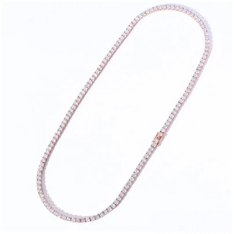 Choucong Brand Hip Hop Chains Luxury Jewelry 18k Rose Gold Fill 3MM 4MM 5MM Round Cut White Topaz CZ Diamond Tennies Chain Party Women Pendant Necklace For Lovers