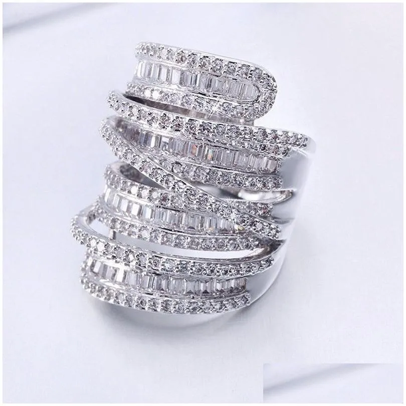 Full Princess Cut Luxury Jewelry 925 Sterling Siver 925 Sterling Silver White Sapphire Simulated Diamond Gemstones Wedding Women Ring