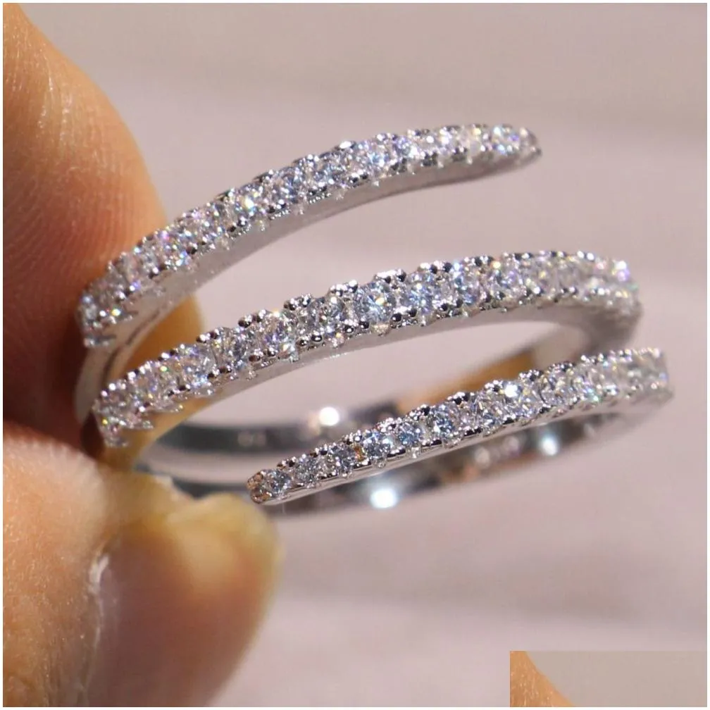 Simple Cute Female Full CZ Diamond Finger Ring Luxury Jewelry 925 Sterling Silver Engagement Ring Colorful Zircon Rings For Woman Gift