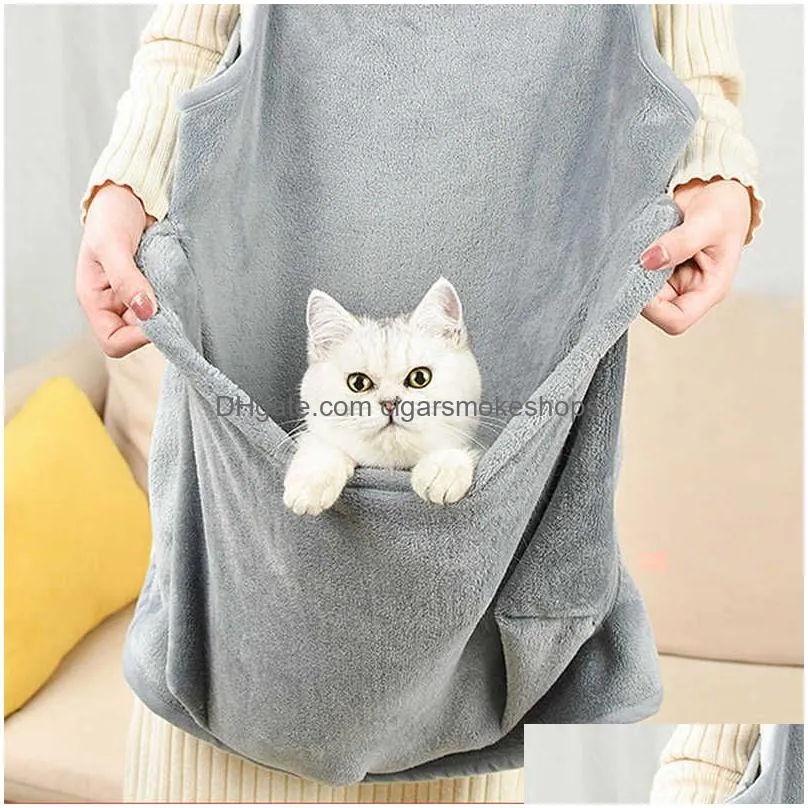 pet carrier apron outdoor travel small cat dogs hanging chest bag cat sleeping pocket winter plush pets carrier pouch