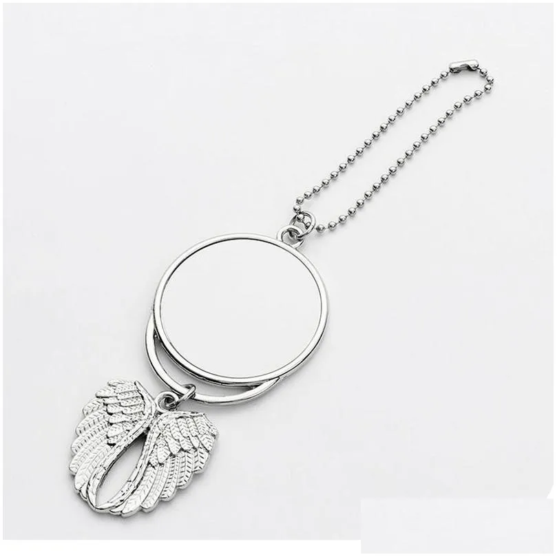 sublimation blanks car accessories for party favor angel wing necklaces pendants car pendant rearview mirror hanging charm ornaments sea shipping