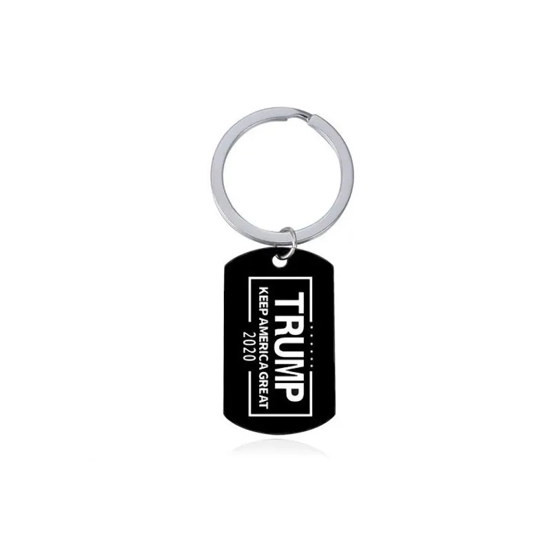 trump 2020 pendant keychain american president election stainless steel key chain keyring creative key holder men women jewelry vt1275