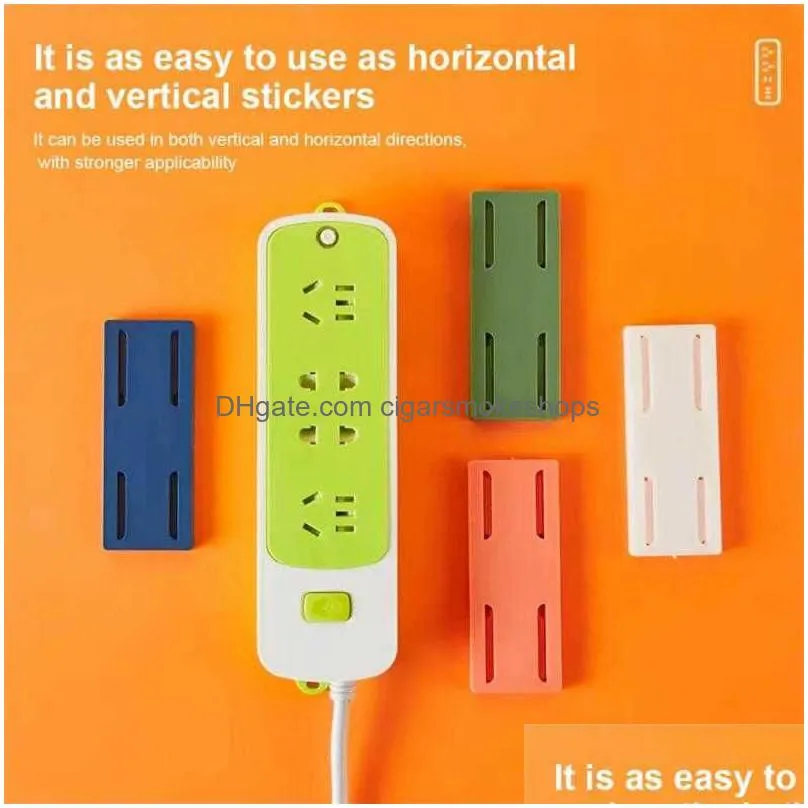 row plug holder power socket strip self-adhesive fixator wall mounted wall fixer holders for kitchen home office storage