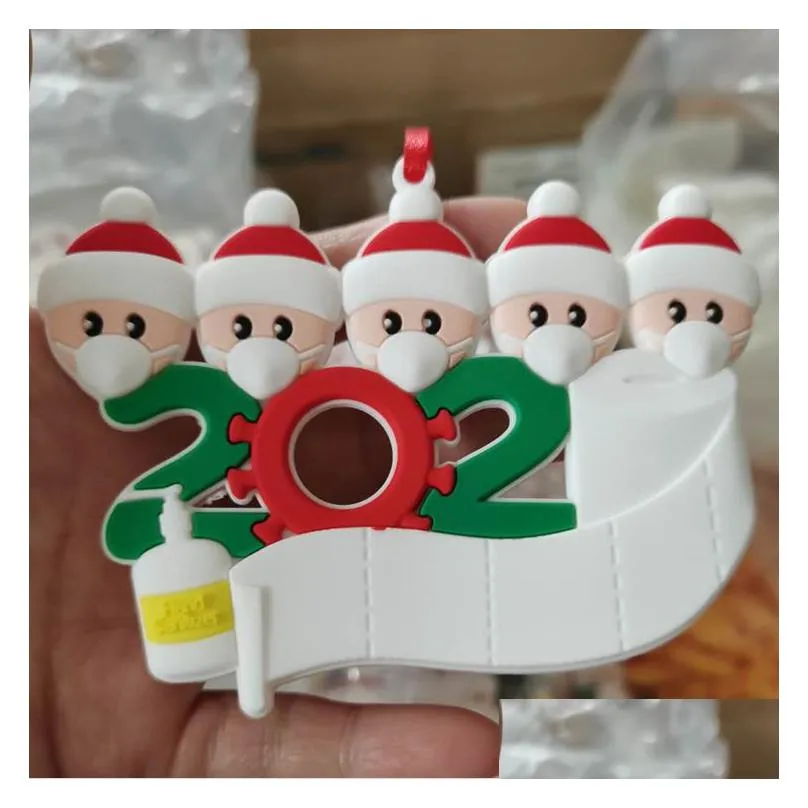 2020 pvc christmas ornaments personalized cartoon santa claus mask snowman family 2 3 4 5 lovely christmas tree hanging pendants