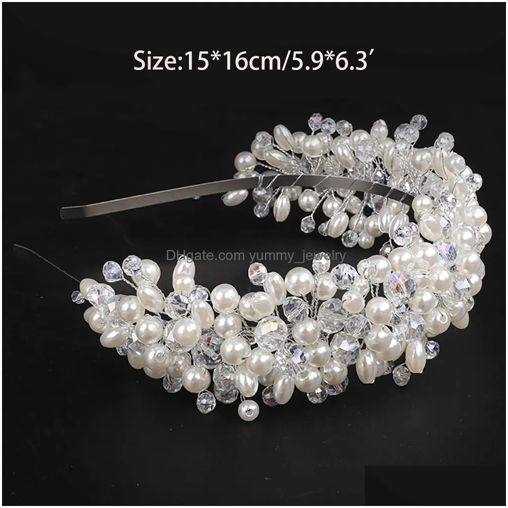 wedding hair jewelry bridal tiara headwear pearl crown princess pear crystal headband accessories 230202