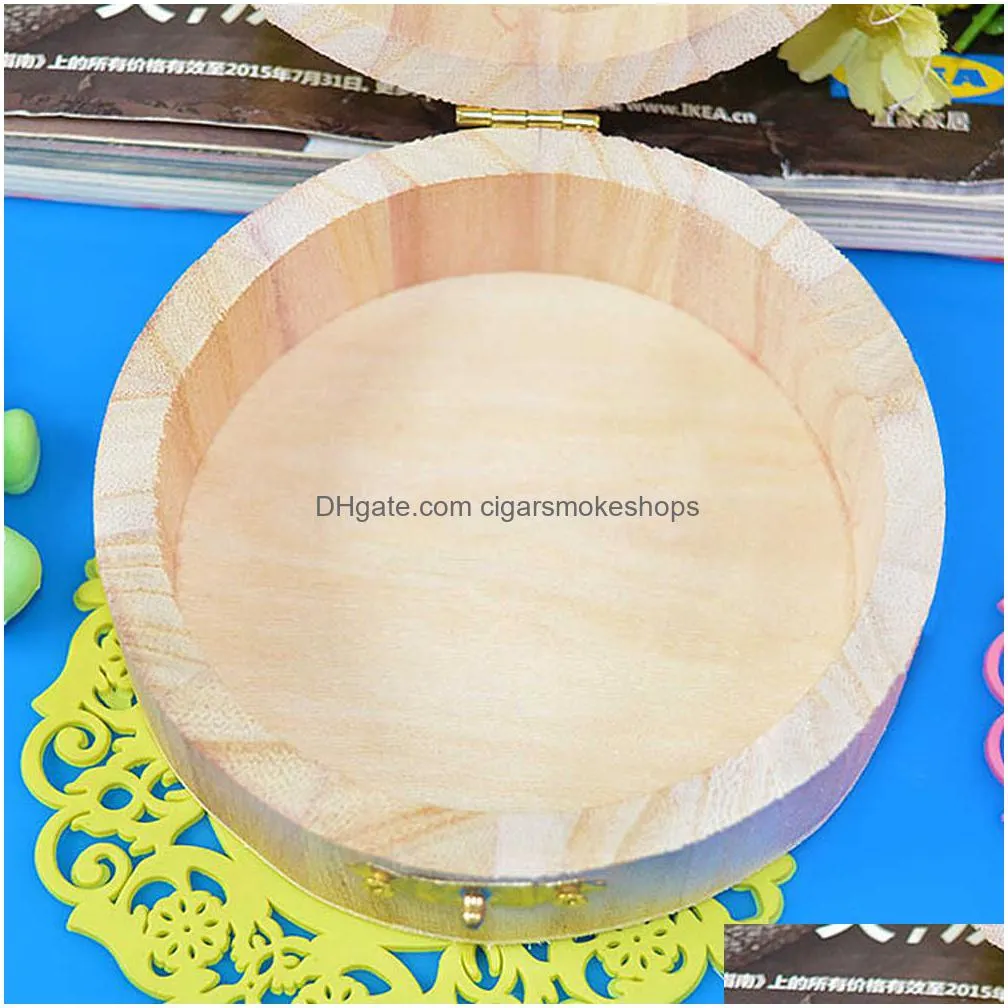 small wooden round storage box jewelry package small thing storage box earrings rings collection case storage container for home