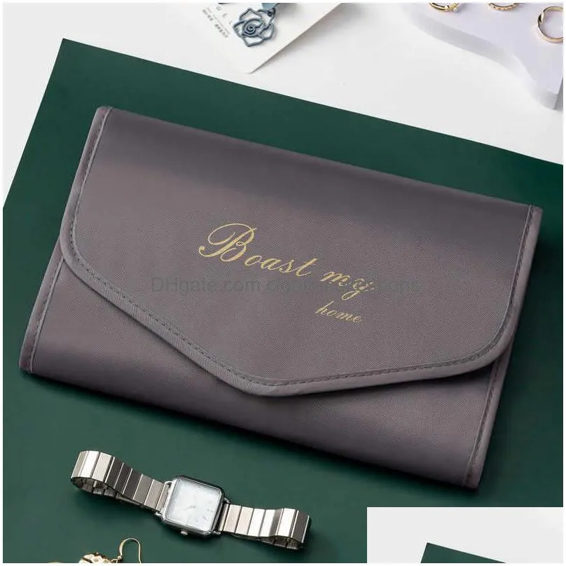new portable jewelry earrings holder bag travel bracelet watch ring organizer bag foldable portable jewelry storage case women pouch