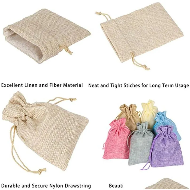 drawstring bag natural burlap bags reusable packaging pocket wedding baby showers birthday festival gift jewerly pouch