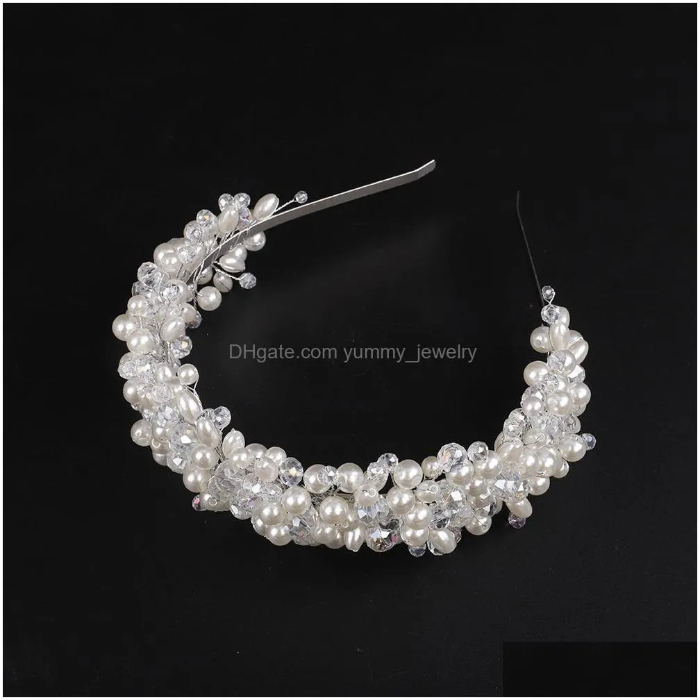 wedding hair jewelry bridal tiara headwear pearl crown princess pear crystal headband accessories 230202