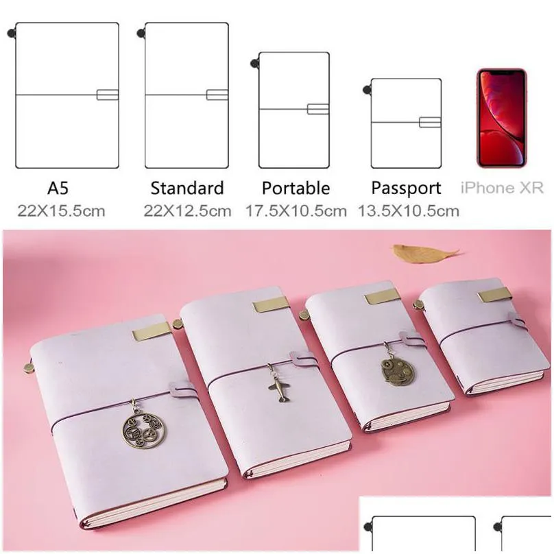 wholesale notepads white fog wax leather tn hand book leather notepad handmade cowhide notebook loose-leaf pink girl hand book notebook