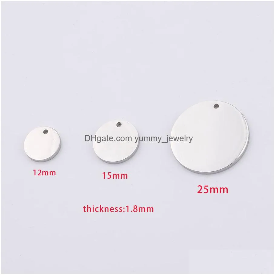 charms fnixtar 1.8mm thickness diy blank stamping round discs mirror polish stainless steel engrave charm disk 251512mm 20piecelot