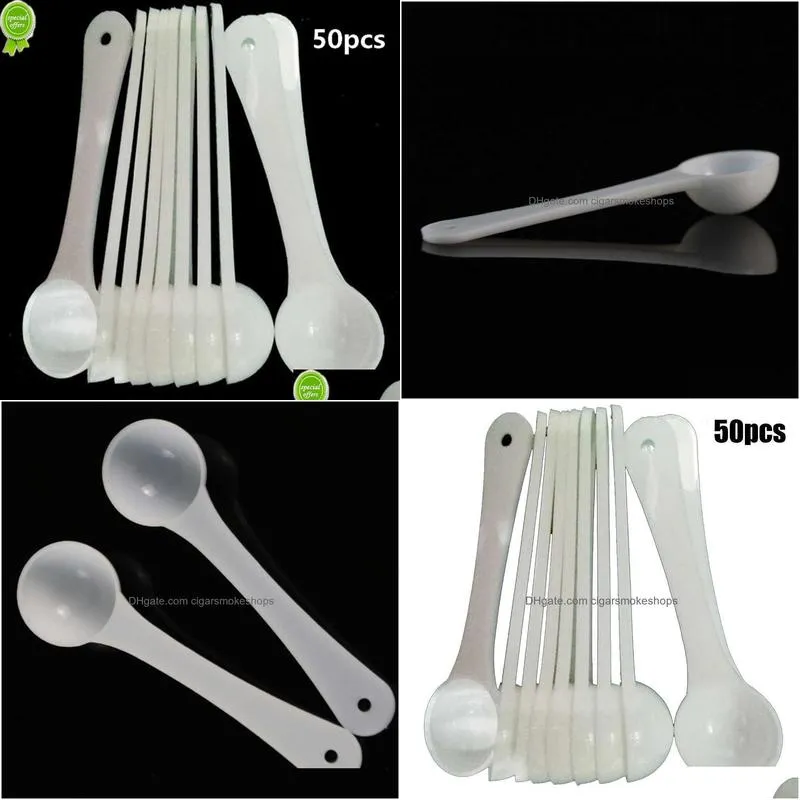 50pcs 1g white plastic m easuringspoon gram scoop food baking medicine powder 50pcs 1g white plastic m easuringspoon