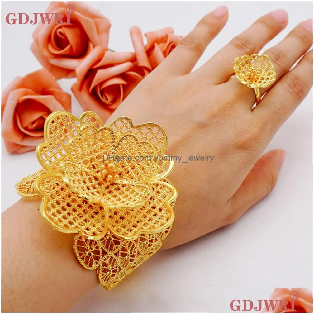 wedding jewelry sets dubai gold color bracelet for women african bangle ring ethiopian jewelry bridal wedding engagement gifts party