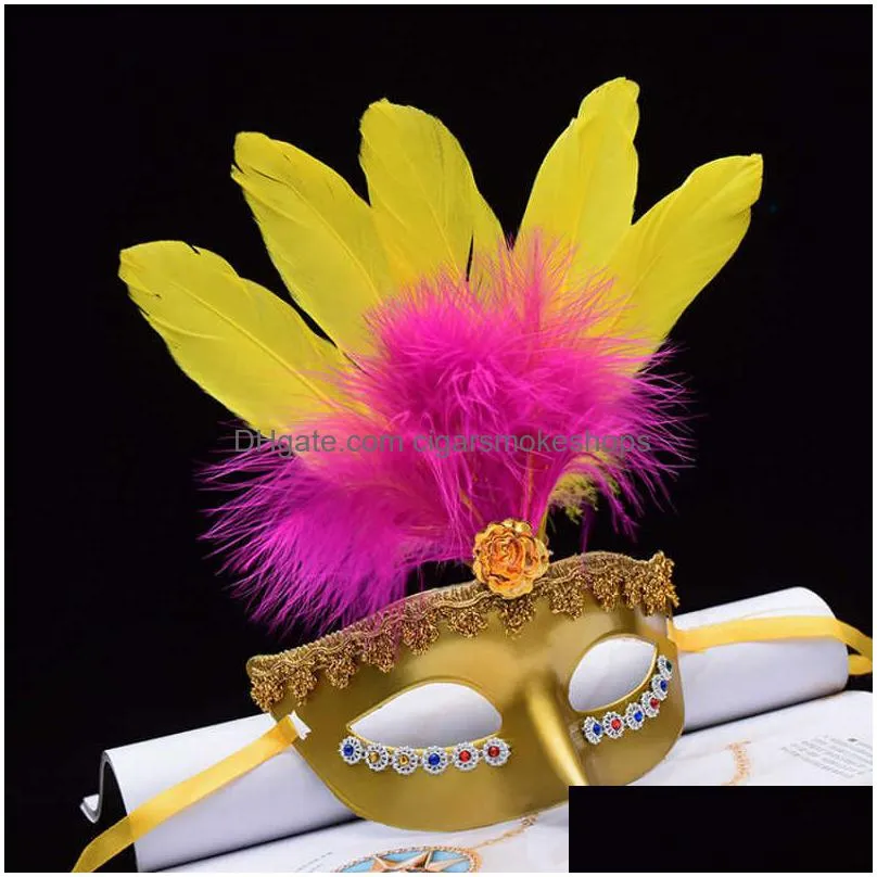 1pcs female princess half face masquerade feather mask