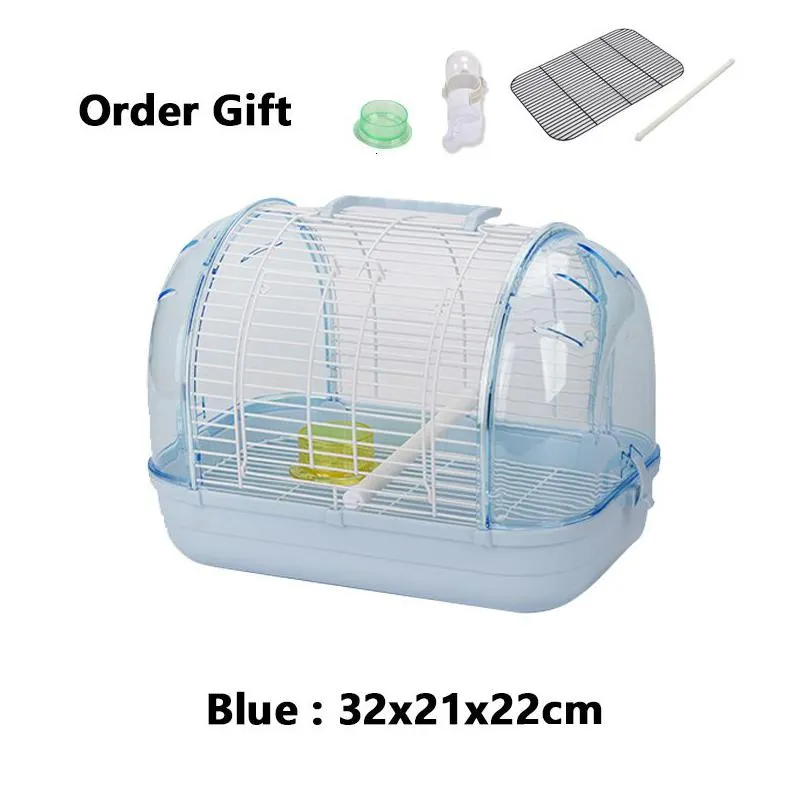 s portable bird transport cage pet parrot cage with feeder transparent detachable small parrot cage bird outdoor supplies 230516