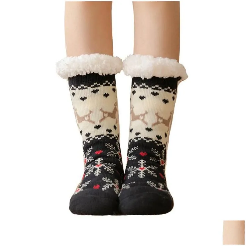 christmas knit socks cartoon xmas treehouse womens thick sherpa fleece lined thermalchristmas decorations rra34