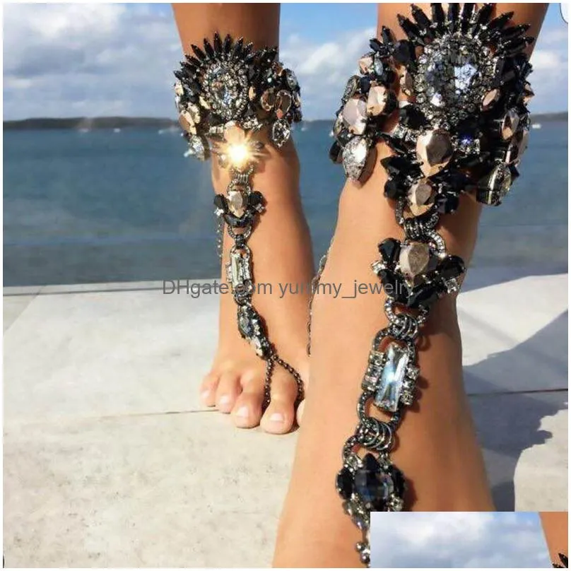 anklets boho crystal anklet australia beach vacation ankle bracelet sandals sexy leg chain female statement asteria lyra foot jewelry