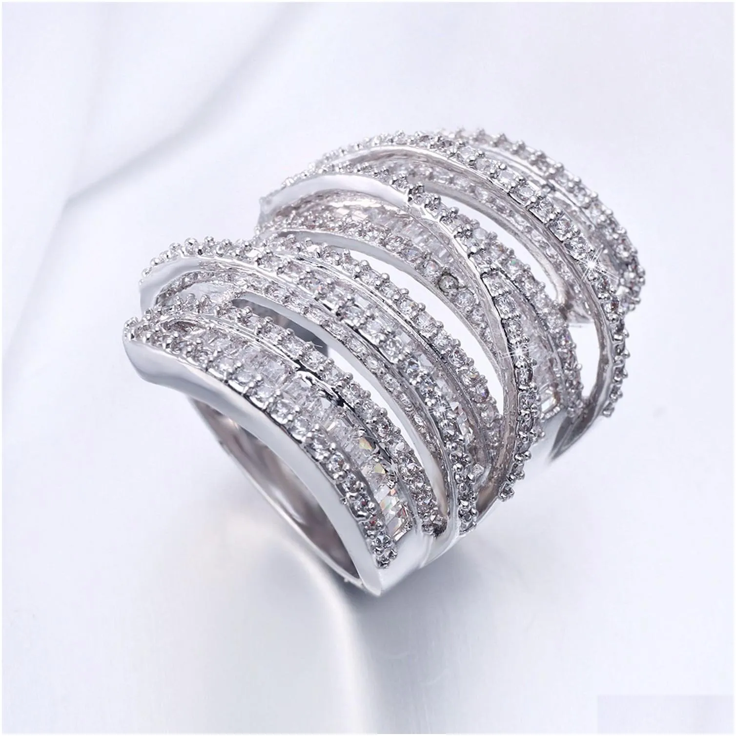 Full Princess Cut Luxury Jewelry 925 Sterling Siver 925 Sterling Silver White Sapphire Simulated Diamond Gemstones Wedding Women Ring