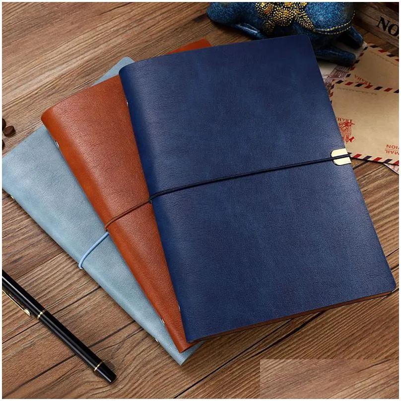 wholesale notepads a6 a5 leather notebook diary journal note book spiral soft cover business office notepad planner 6 ring binder refillable