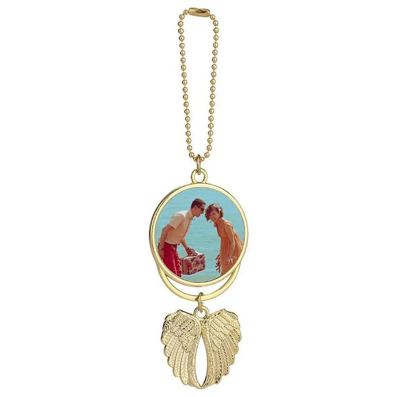 sublimation blanks car accessories for party favor angel wing necklaces pendants car pendant rearview mirror hanging charm ornaments sea shipping