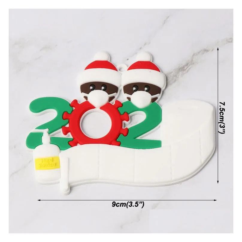 2020 pvc christmas ornaments personalized cartoon santa claus mask snowman family 2 3 4 5 lovely christmas tree hanging pendants