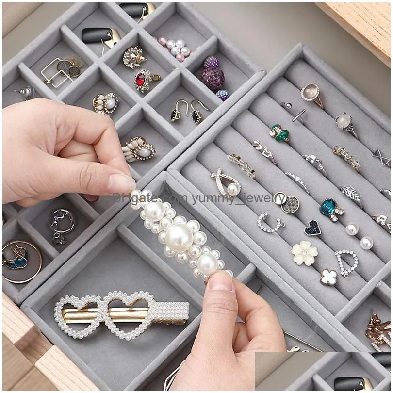 jewelry boxes fashion portable velvet jewelry ring jewelry display organizer box tray holder earring jewelry storage case showcase