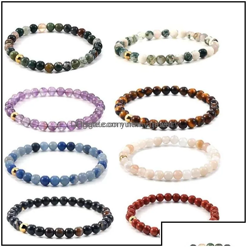 beaded strands 6mm fashion design natural stone healing agate stretch beaded bracelet women men handmade precious gemstone yoga nce