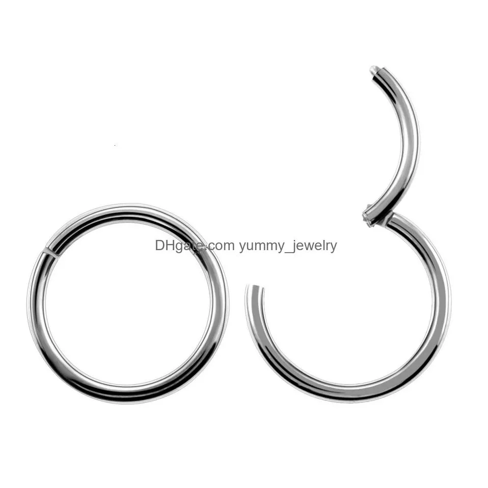 nose rings studs 10pc astm f136 nose ring hoop septum piercing clicker 1012141618g20g nostril hinged segment septo helix earrings