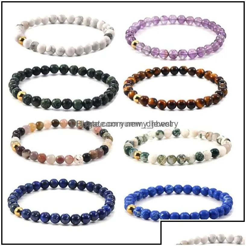 beaded strands 6mm fashion design natural stone healing agate stretch beaded bracelet women men handmade precious gemstone yoga nce
