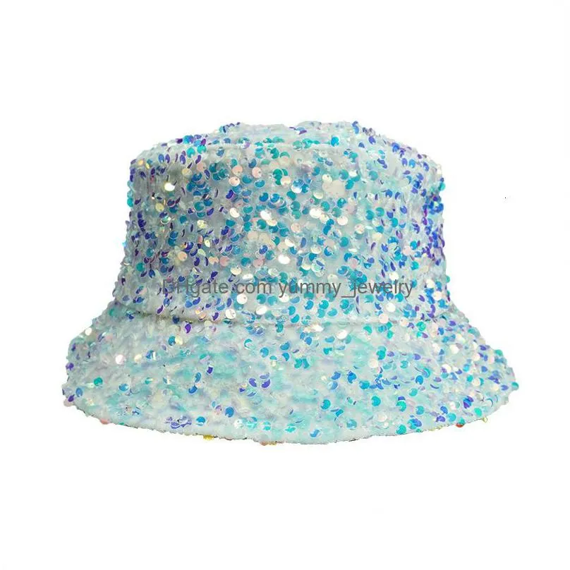 berets man woman glitter sequins bucket hat fisherman folded windproof panama s female 230131