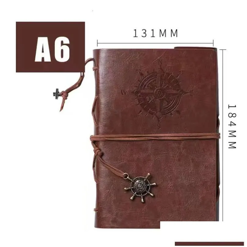 wholesale notepads a6 classical vintage diary notebook pu leather spiral binder notepad anchors pirate agenda traveler gift office school supplies