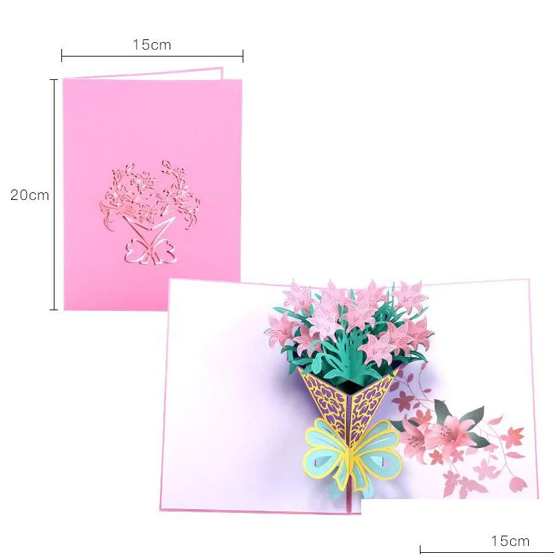 mothers day greeting cards postcard 3d  up flower thank you mom happy birthday invitation customized gifts wedding paper rrd6814