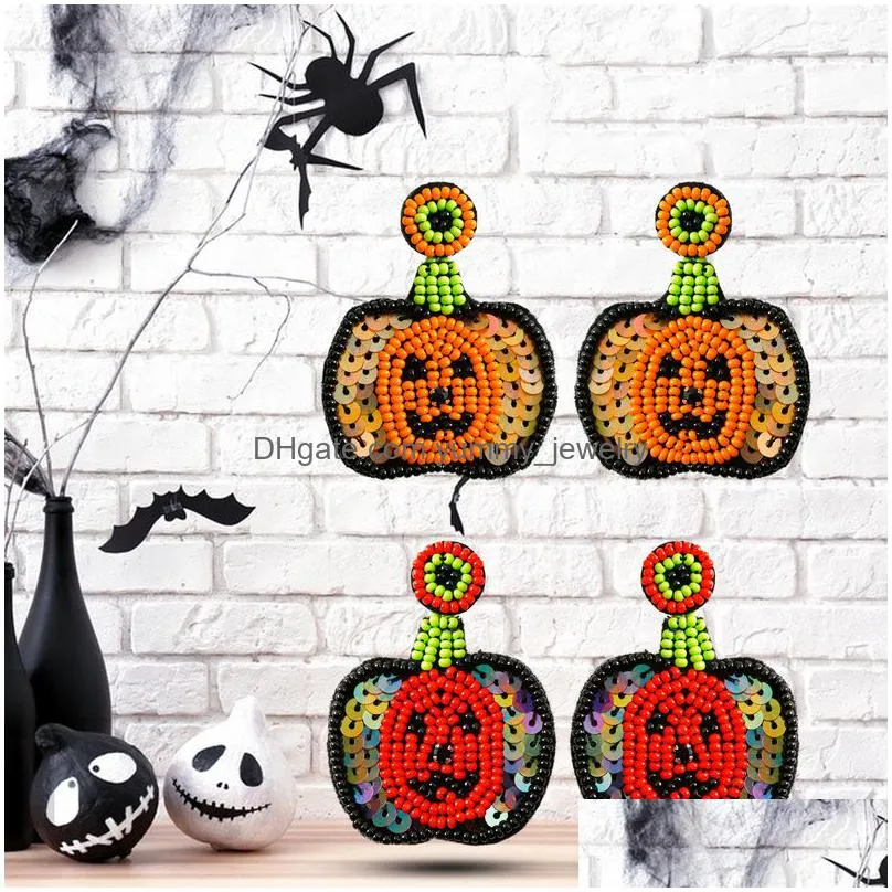 dangle chandelier handmade halloween spider spooky bat earrings for women punk fashion beade 220826